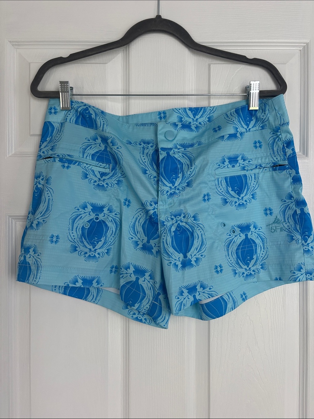 AFTCO Light Blue Nautical Medallion Bike Shorts